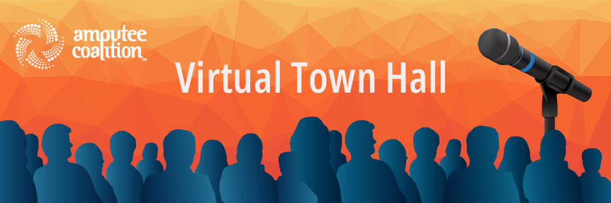 Virtual Town Hall - Blurred crowd of people and microphone